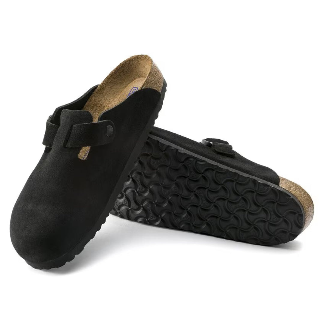 Boston Wildleder Schwarz | Klassische Clogs mit weichem Fußbett