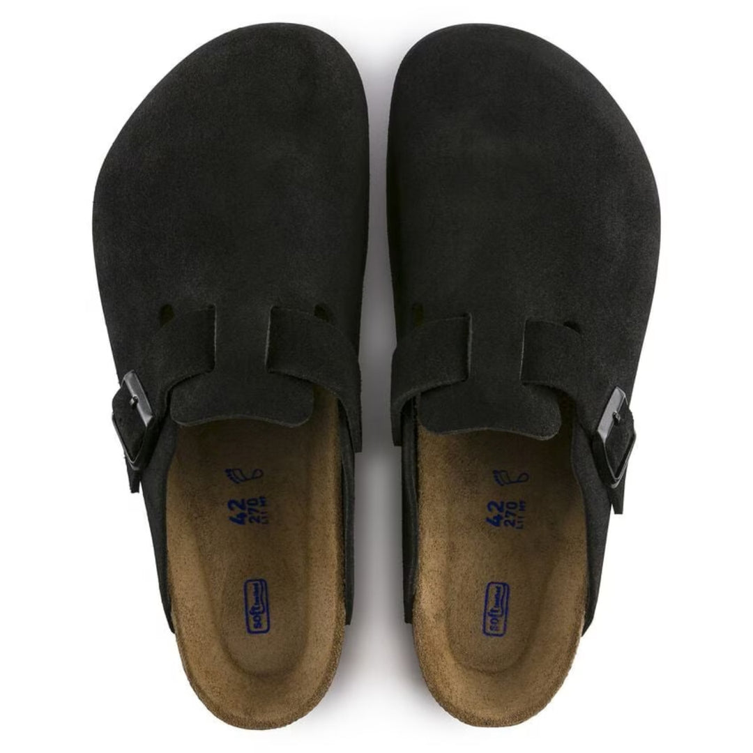 Boston Wildleder Schwarz | Klassische Clogs mit weichem Fußbett