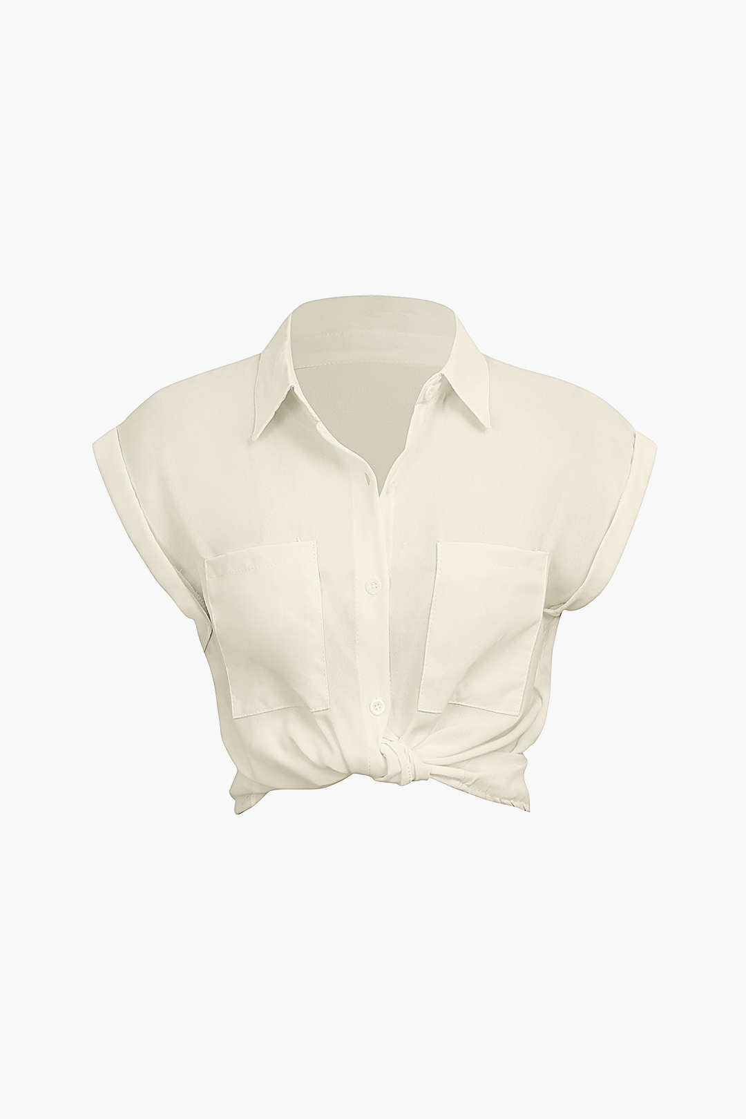 Vittoria Damenhemd | Minimalistisches Shirt mit geknotetem Saum & gekrempelten Ärmeln