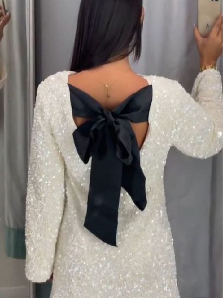 Marcelle | Paillettenkleid mit Schleife und Schleifenverschluss