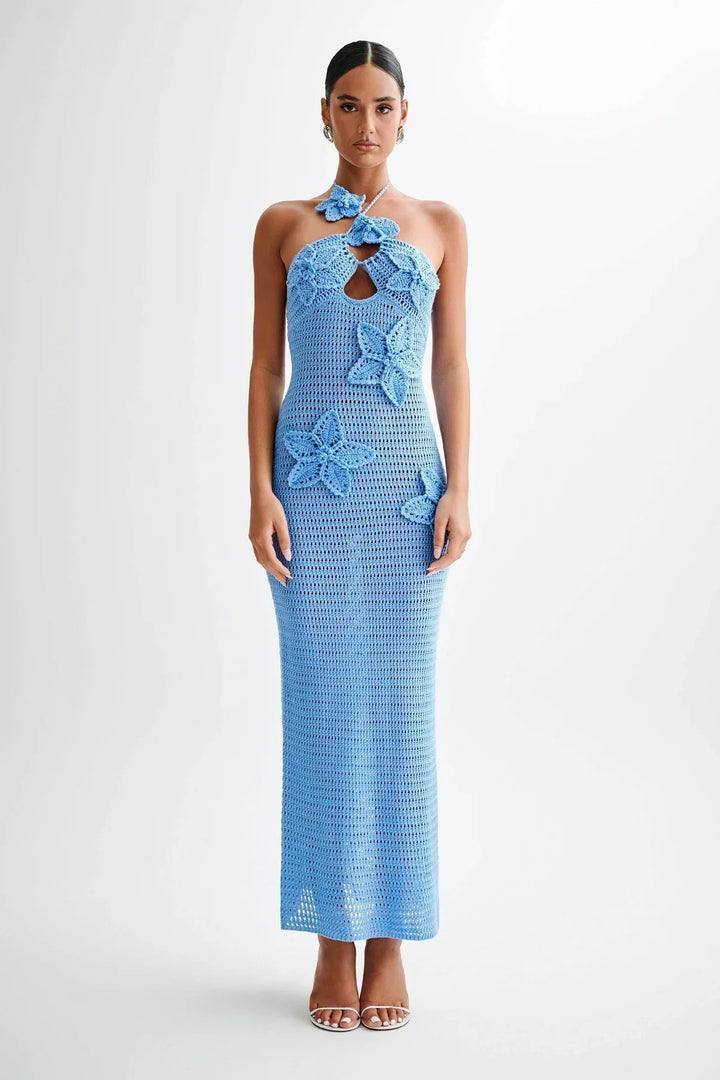 Paris | Gehäkeltes Maxi-Sommerkleid mit 3D gehäkelten Blumen - Stylisch & perfekt für den Urlaub