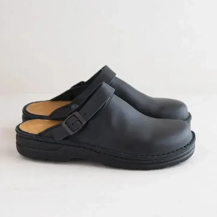 Bequeme Lederclogs | Unisex-Schuhe zum Reinschlüpfen für den täglichen Gebrauch