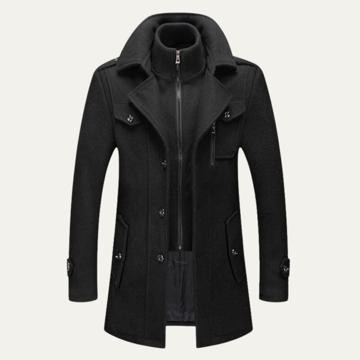 Amersham Men's Eleganter Winter-Trenchcoat mit Stehkragen