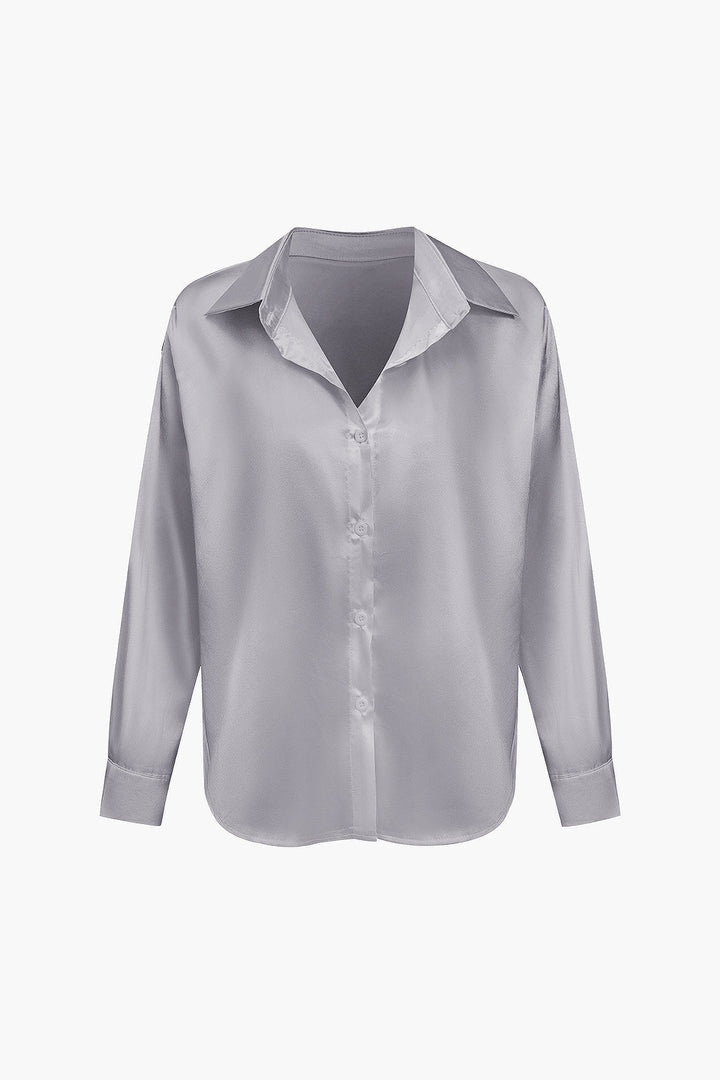 Lillian Satinbluse für Damen | Elegantes Langarmhemd mit lockerer Passform & zeitlosem Design