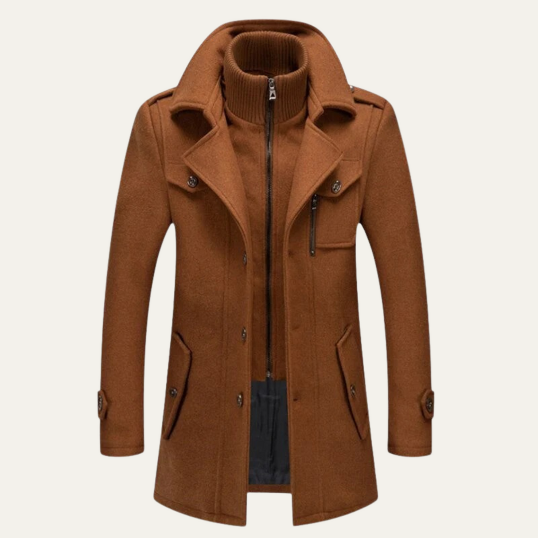 Amersham Men's Eleganter Winter-Trenchcoat mit Stehkragen