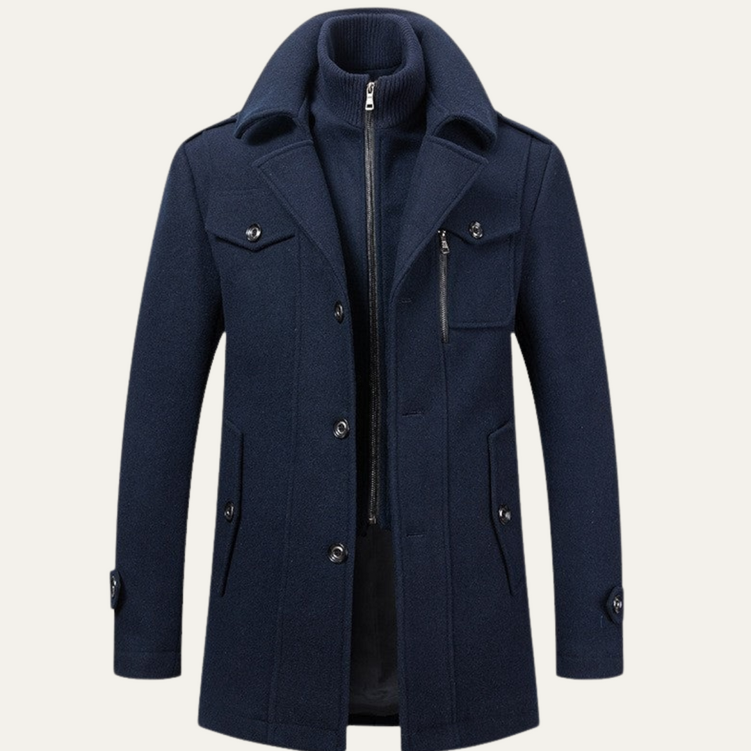 Amersham Men's Eleganter Winter-Trenchcoat mit Stehkragen