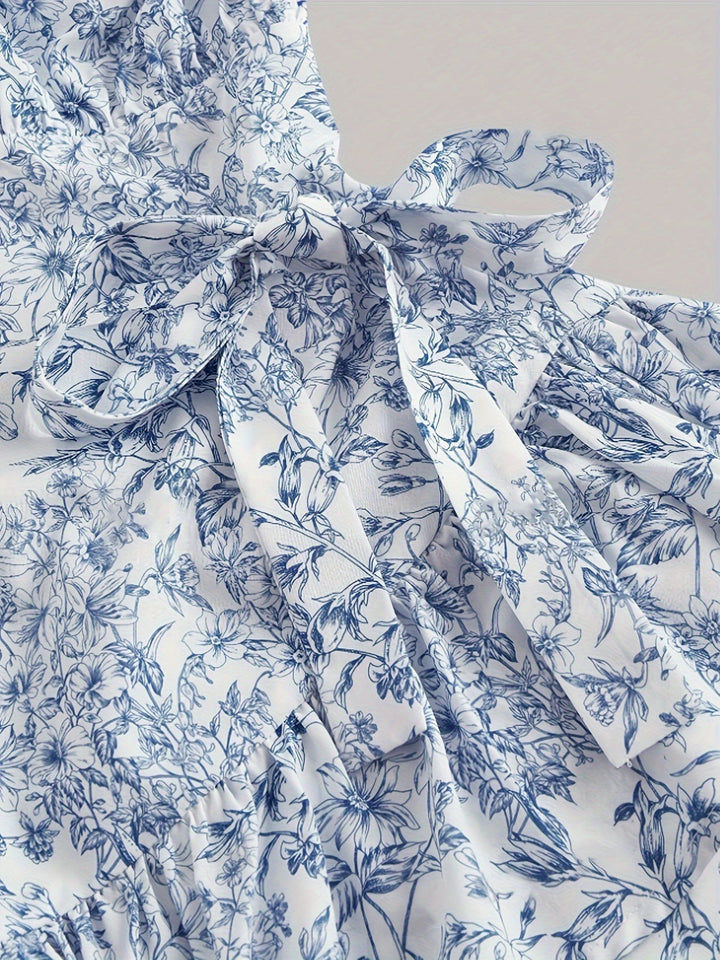 Ryle Kleid Mini Blumenkleid mit Halfterkragen und Einsatz Für Frauen