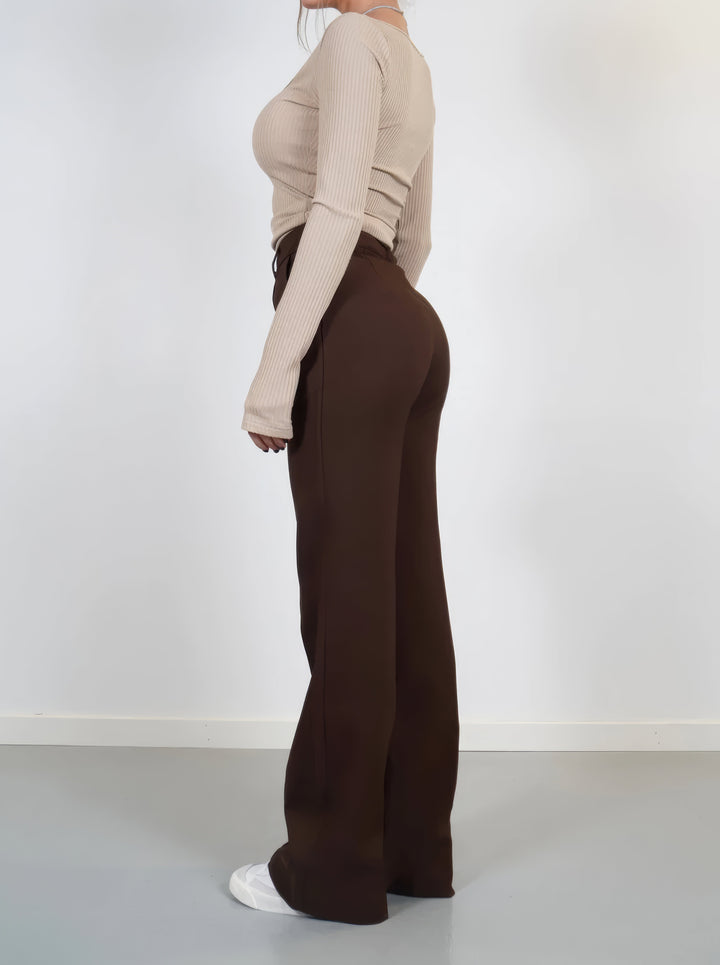 Lena Casual Wide Leg Trousers – Hoch Taillierte Hose mit Weiten Beinen für Vielseitigen Stil