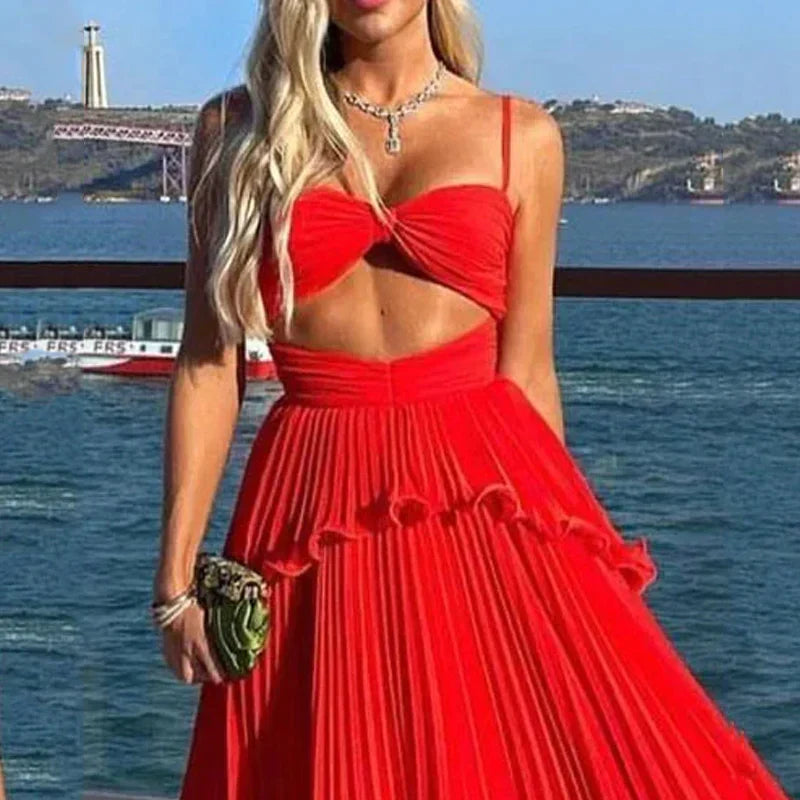 Leonie | Elegantes langes Kleid mit V-Ausschnitt - Komfort und Stil für alle Anlässe