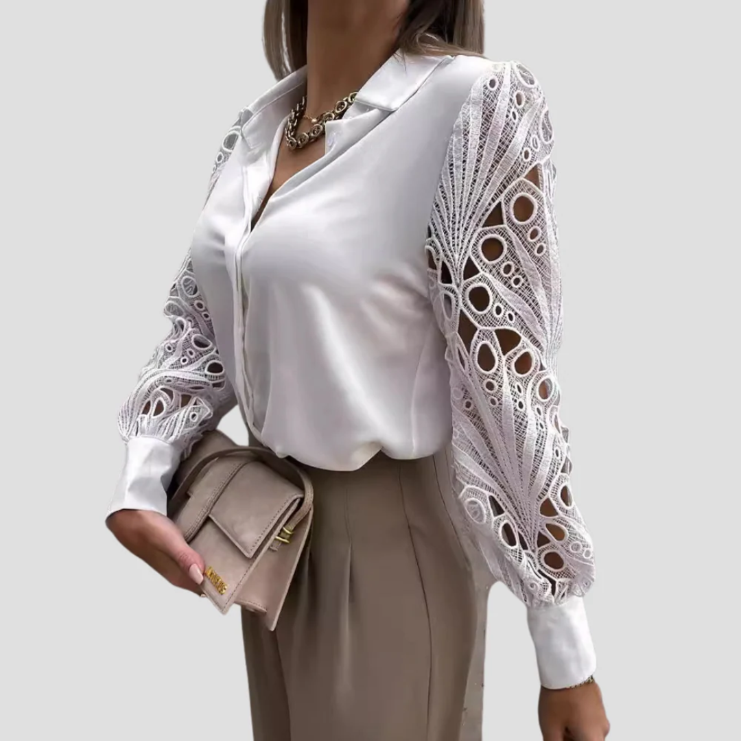Nadège Patchwork-Bluse | Künstlerische Eleganz & Strukturierte Silhouette