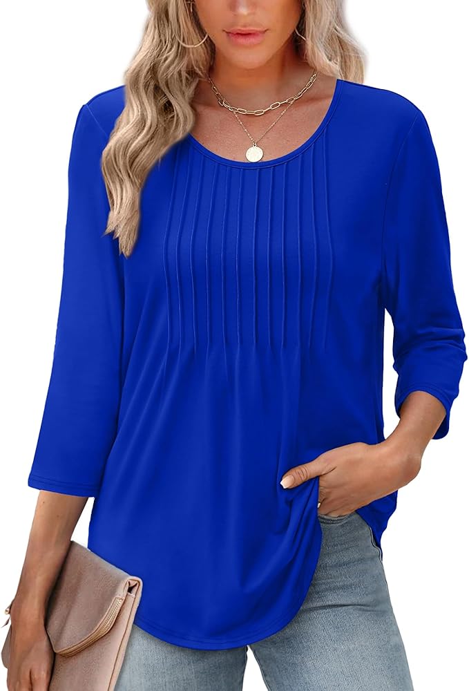 Afke Damen Oberteil mit Struktur und 3/4-Ärmeln | Bequemes Shirt für Büro & Freizeit