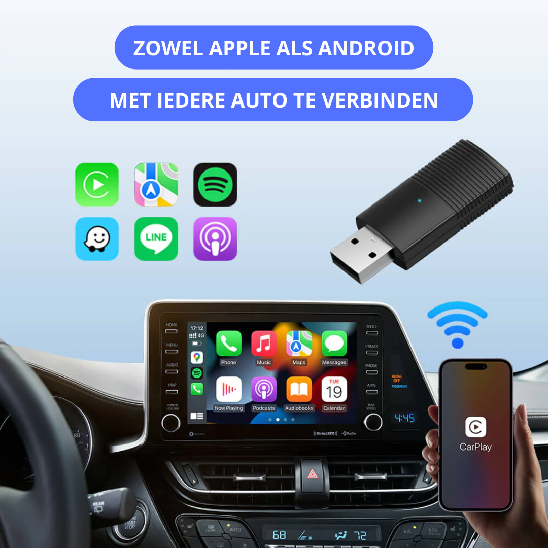Drahtloser CarPlay-Adapter, kompatibel mit Apple & Android | Sofortverbindung Plug & Play