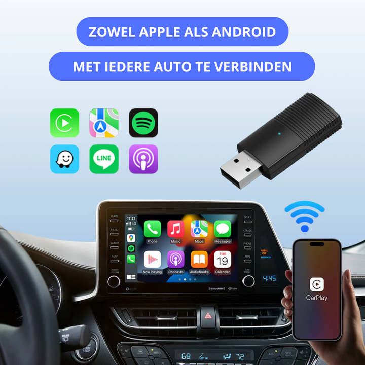 Drahtloser CarPlay-Adapter, kompatibel mit Apple & Android | Sofortverbindung Plug & Play