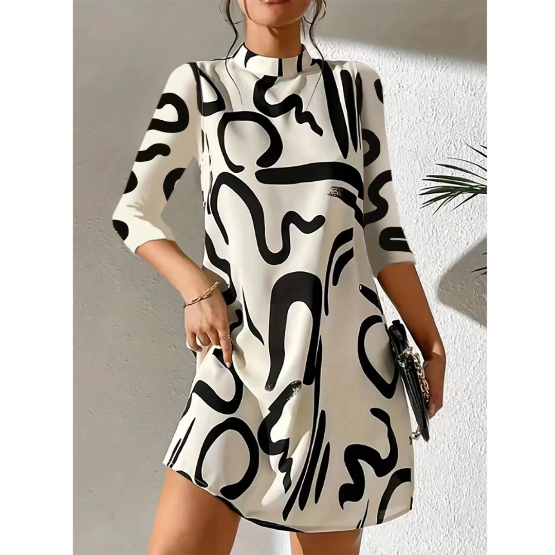 Stellah | 3/4 Ärmel Drucken Mini Kleid Für Frauen