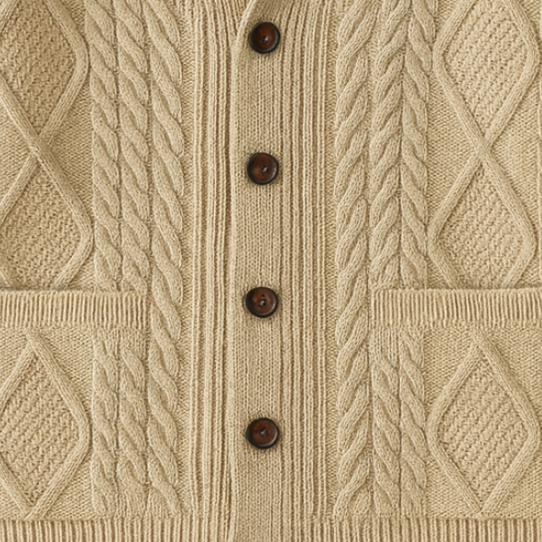 Kaschmir Strickjacke Herren Luxus | Kabelstrick Knöpfe Kaschmir