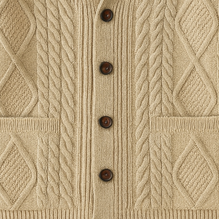 Kaschmir Strickjacke Herren Luxus | Kabelstrick Knöpfe Kaschmir