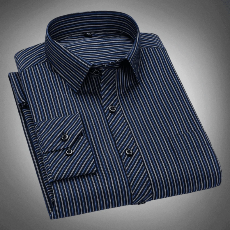 Gestreiftes Harold-Hemd für Herren | Klassisches Langarmhemd Regular Fit