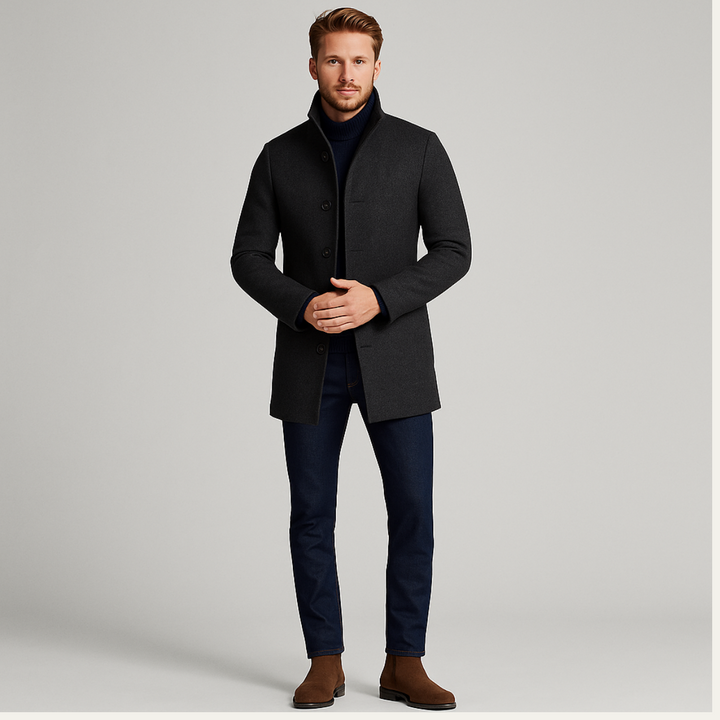 Herren Wollmantel Classic Winter | Tailored Stahlkragen Elegant