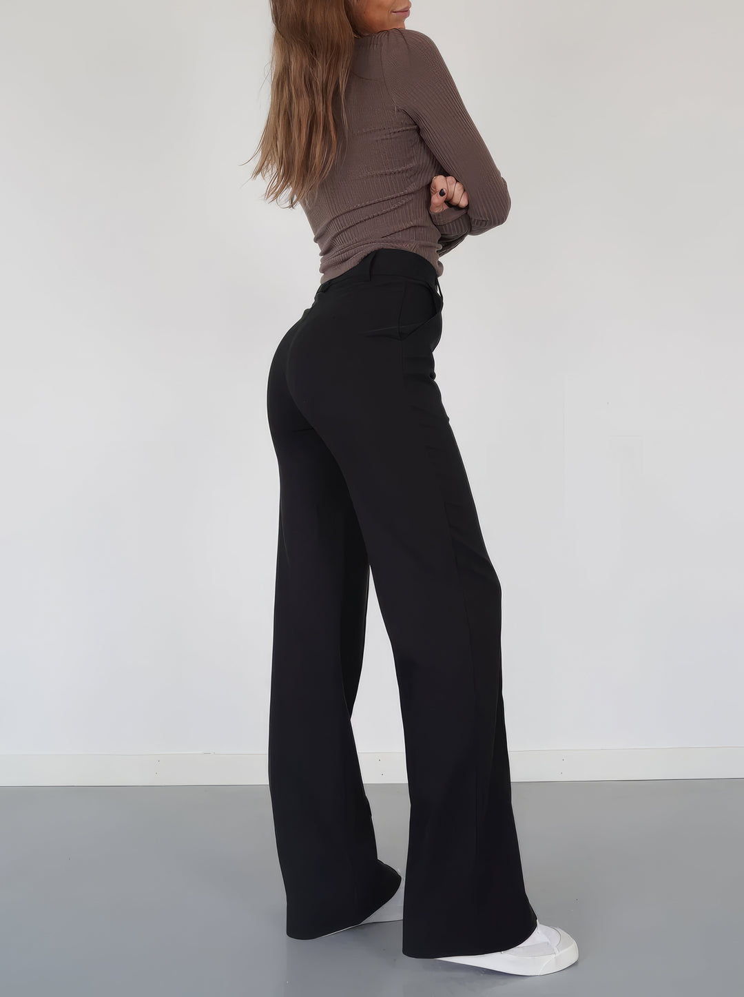 Lena Casual Wide Leg Trousers – Hoch Taillierte Hose mit Weiten Beinen für Vielseitigen Stil