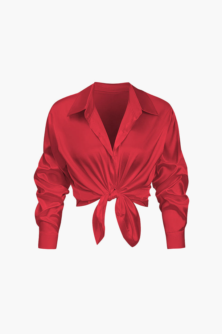 Lillian Satinbluse für Damen | Elegantes Langarmhemd mit lockerer Passform & zeitlosem Design