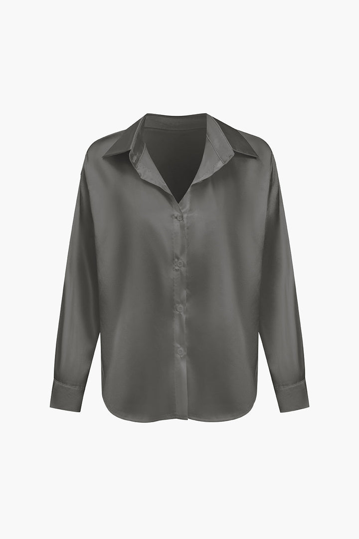 Lillian Satinbluse für Damen | Elegantes Langarmhemd mit lockerer Passform & zeitlosem Design