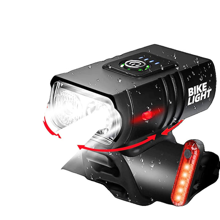 USB aufladbare Fahrradbeleuchtung | 1500 Lumen LED Front- und Rückscheinwerfer mit 6 Modi für die Nacht