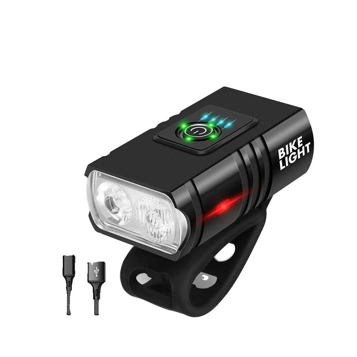 USB aufladbare Fahrradbeleuchtung | 1500 Lumen LED Front- und Rückscheinwerfer mit 6 Modi für die Nacht