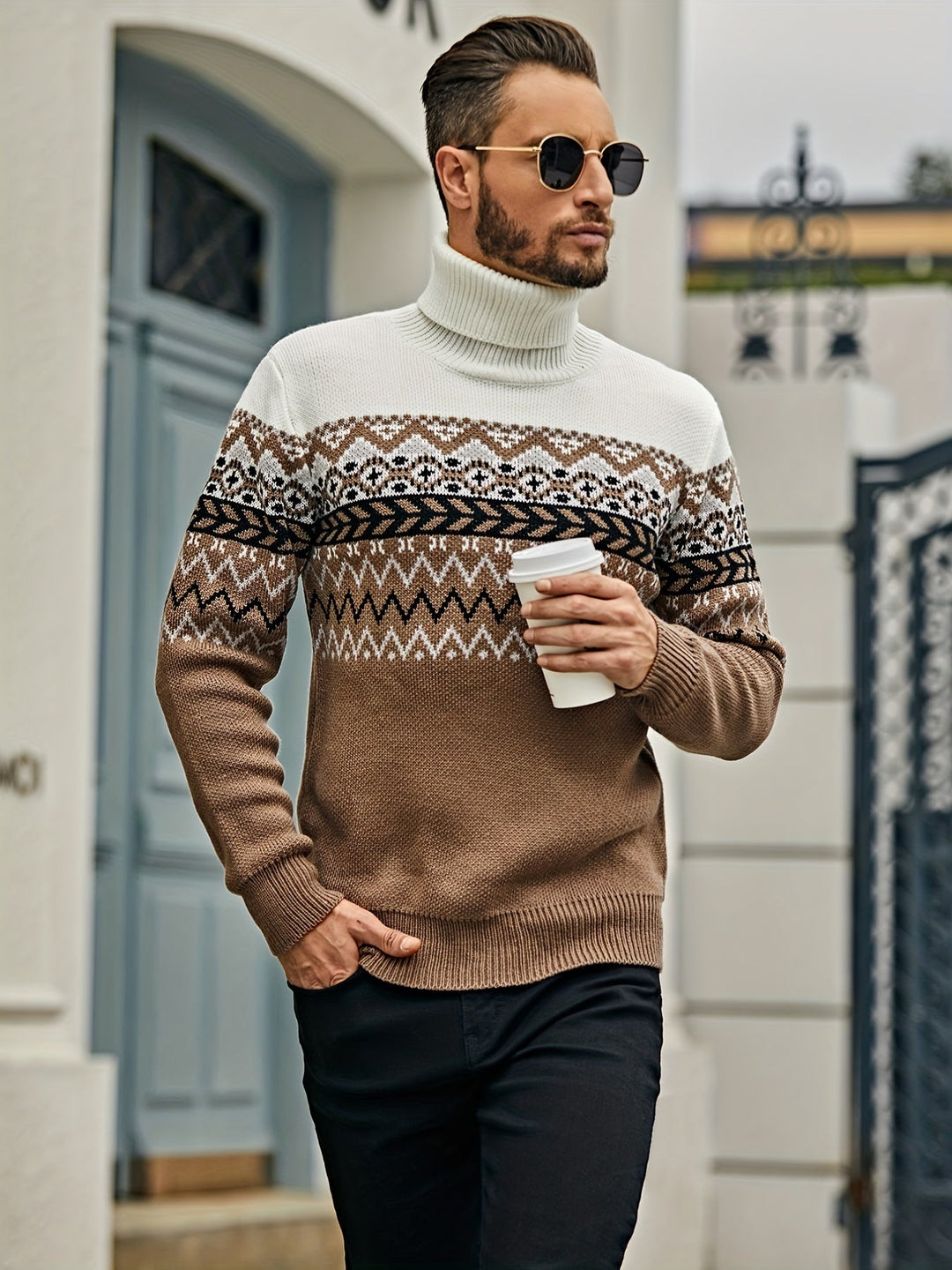 Lässiger Rollkragenpullover für Herren in schmaler Passform