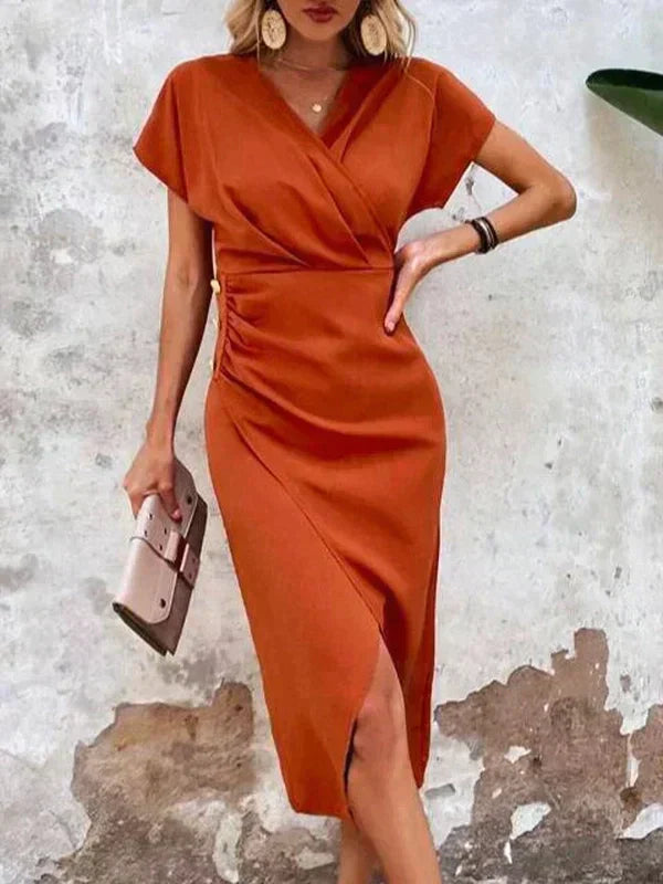 Adeline | Elegantes Kleid aus drapiertem Stoff für eine sublimierte Silhouette