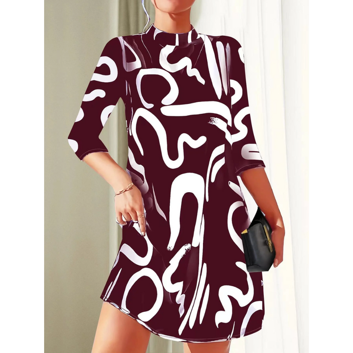 Stellah | 3/4 Ärmel Drucken Mini Kleid Für Frauen