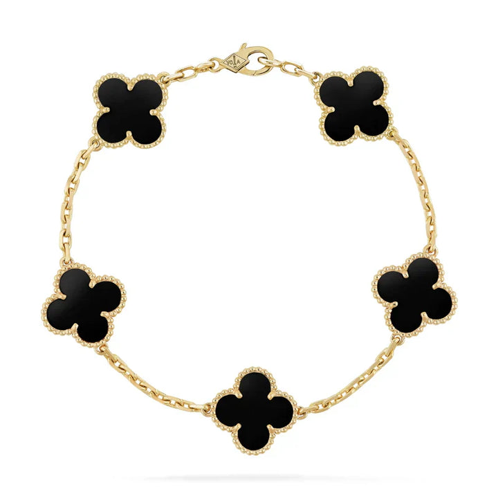 Schmuckset Corbi Celeste Clover Schwarz | Edelstahl vergoldet 18K