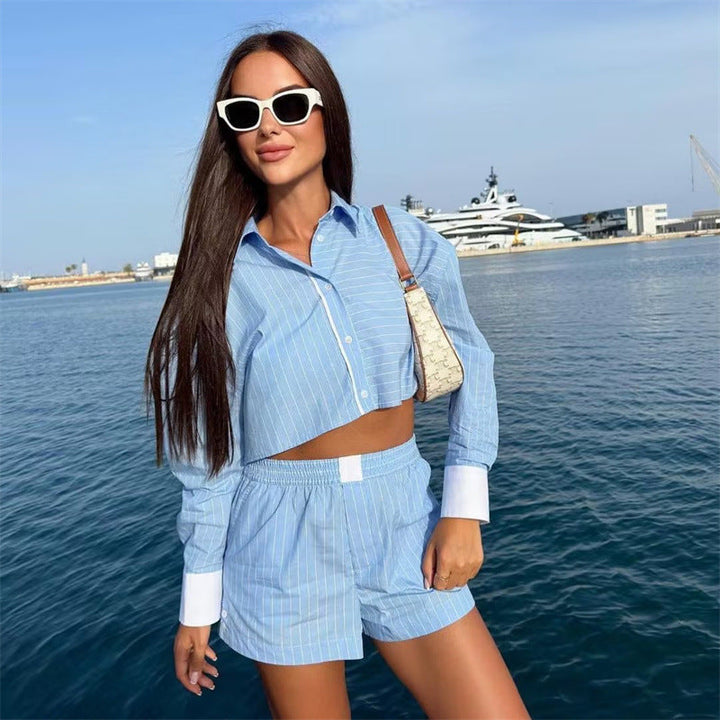 Marinda | Gestreiftes Kurzes Sommerset für Frauen - Luxuriös, stilvoll & elegant