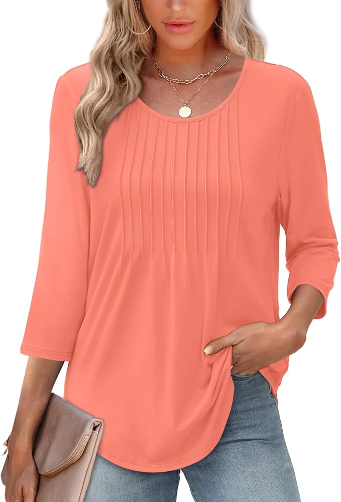 Afke Damen Oberteil mit Struktur und 3/4-Ärmeln | Bequemes Shirt für Büro & Freizeit