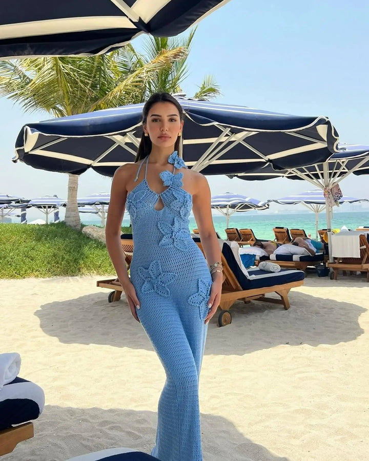 Paris | Gehäkeltes Maxi-Sommerkleid mit 3D gehäkelten Blumen - Stylisch & perfekt für den Urlaub