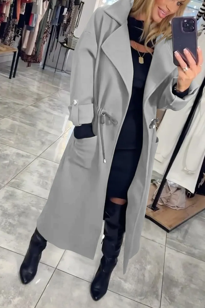 Eleganter, lässiger, langer Trenchcoat für Damen