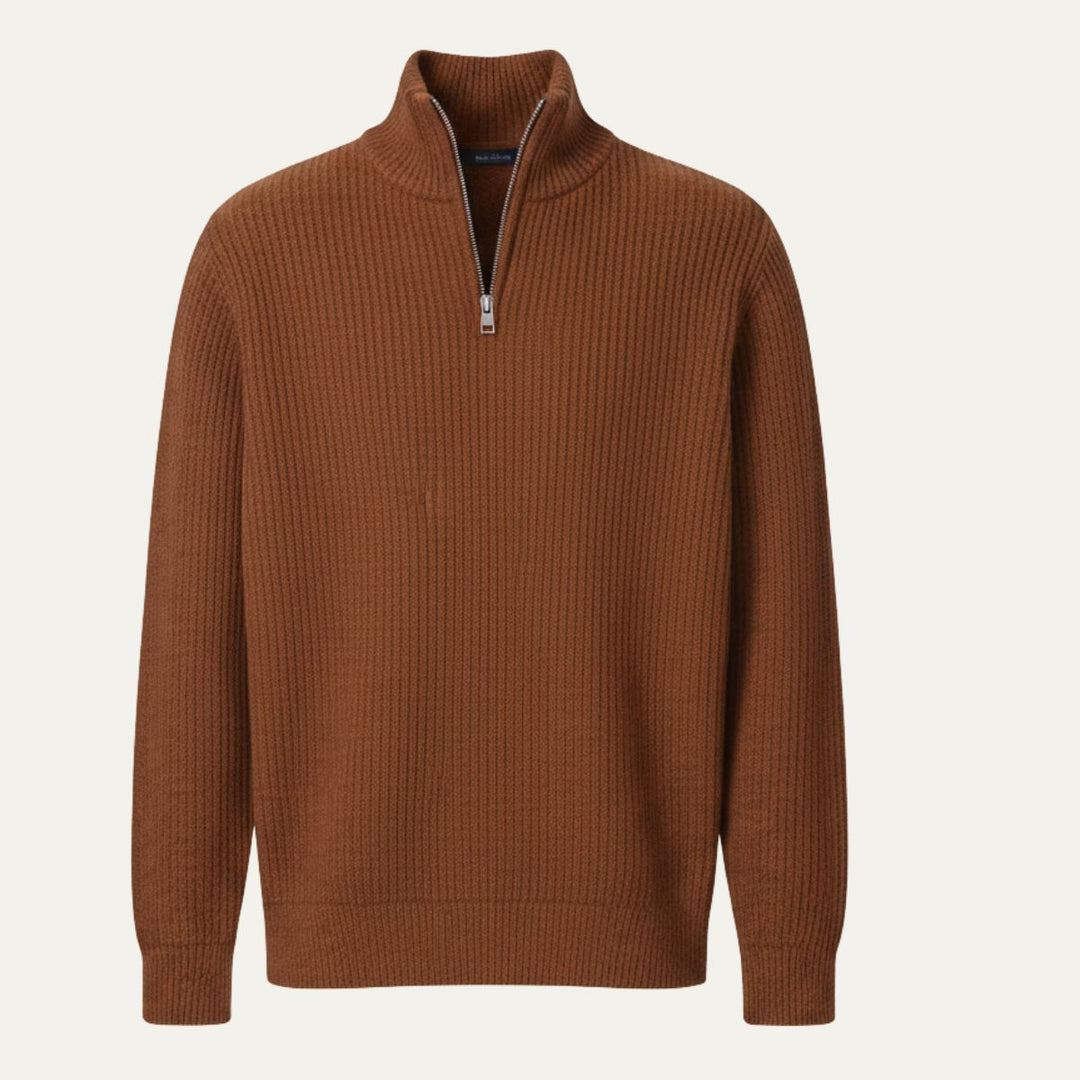 Pullover Herren Quarter Zip | Gerippt Lässig Gemütlich Maßgeschneidert