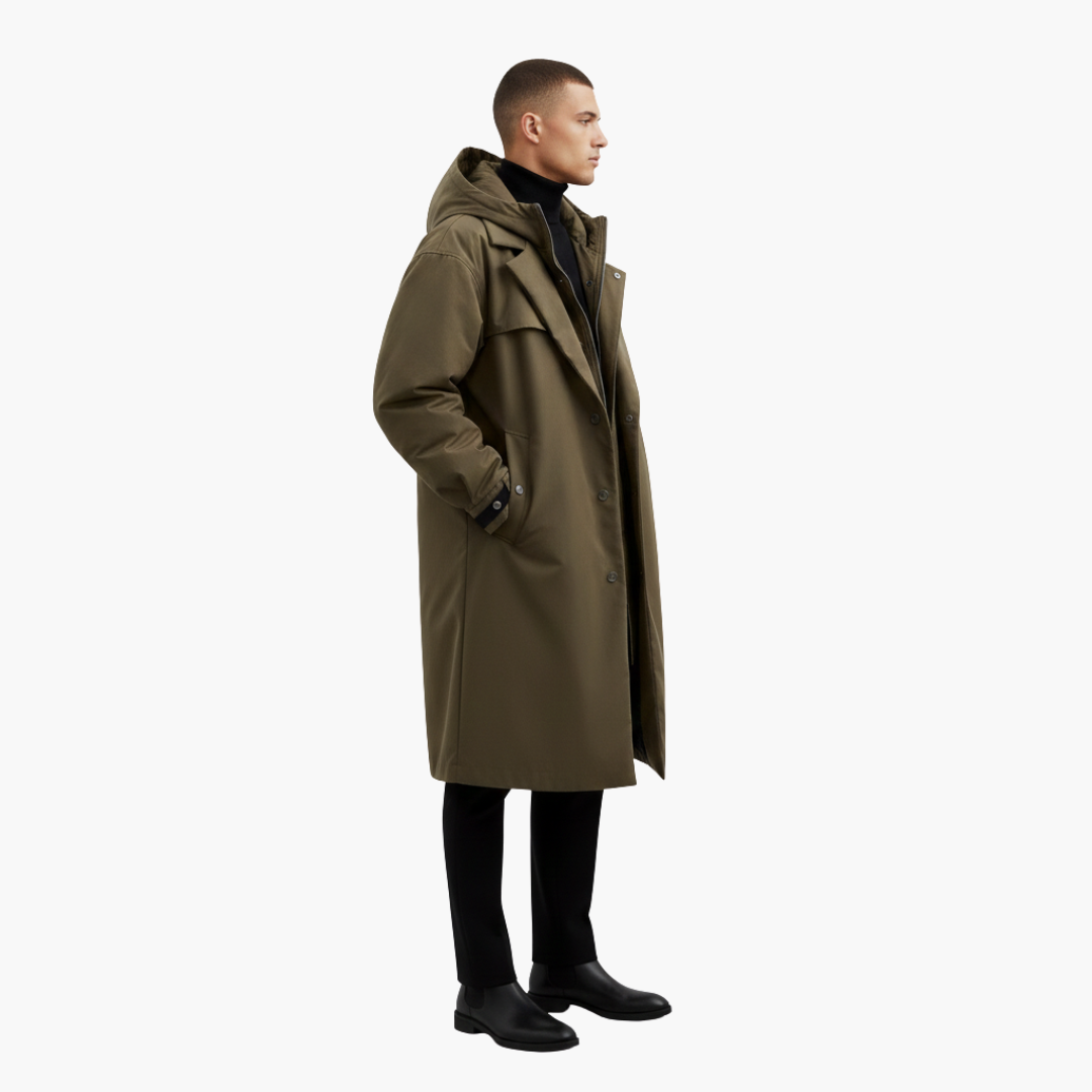 Herren Trenchcoat Reversible Kragen | Knopfverschluss Innenreißverschluss