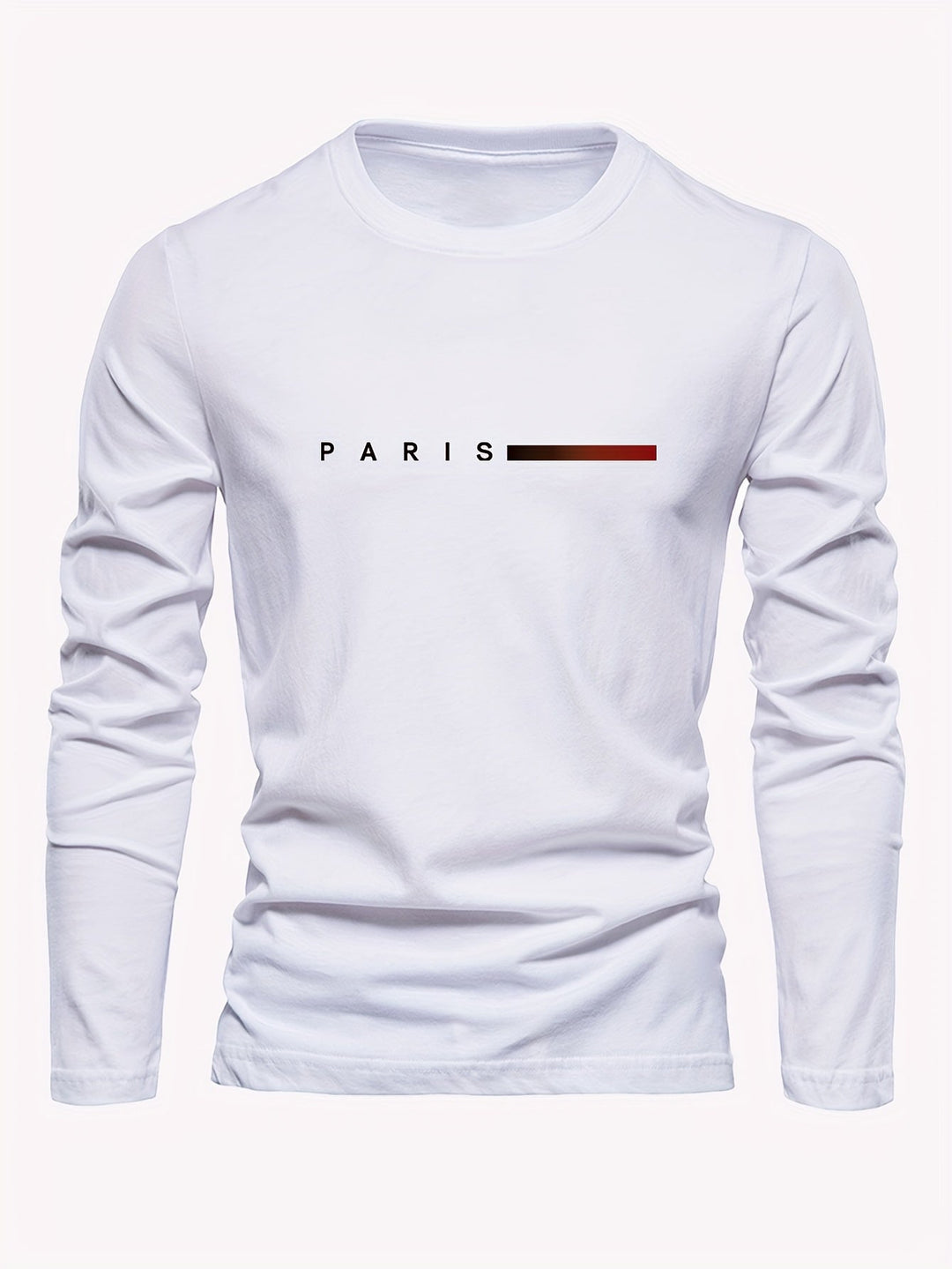 Langarmshirt für Männer, 100% Baumwolle, atmungsaktiv, lässig, mit Rundhalsausschnitt und Paris-Druck, perfekt für Frühling und Herbst.