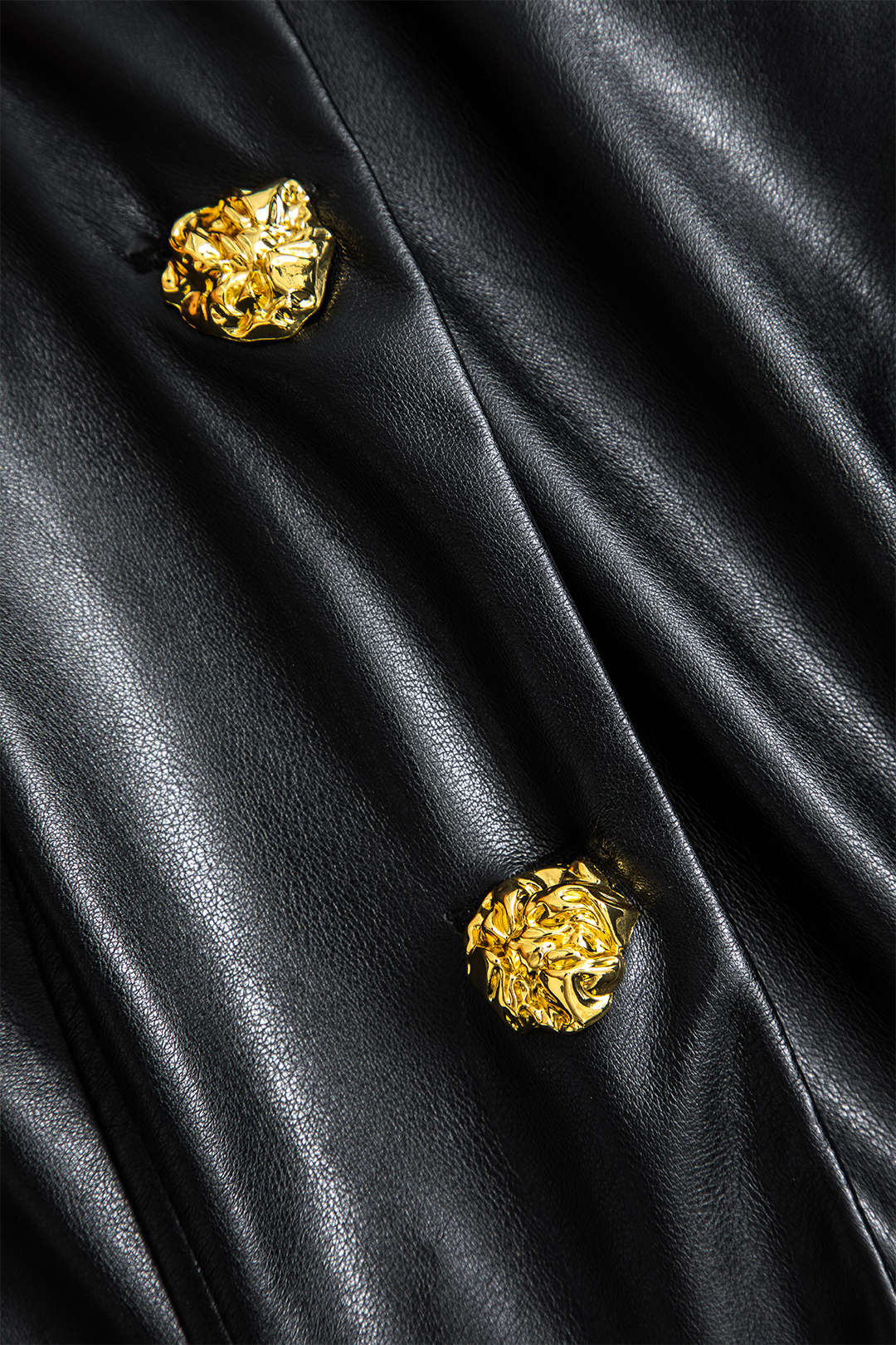 Calie Kunstlederjacke | Metallic-Knopfdetails, Lange Ärmel, Modern-Chic Oberbekleidung