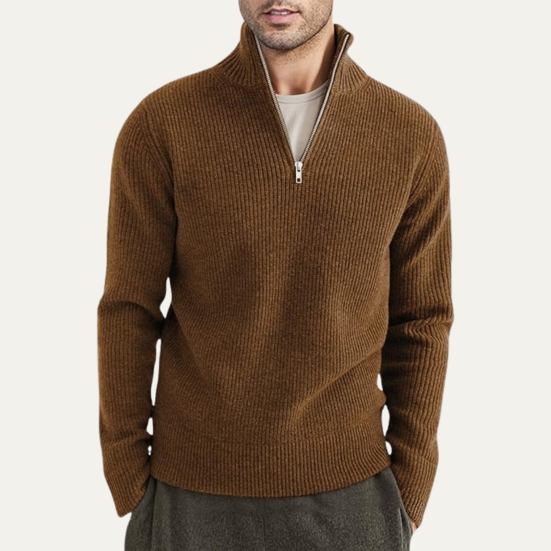 Pullover Herren Quarter Zip | Gerippt Lässig Gemütlich Maßgeschneidert