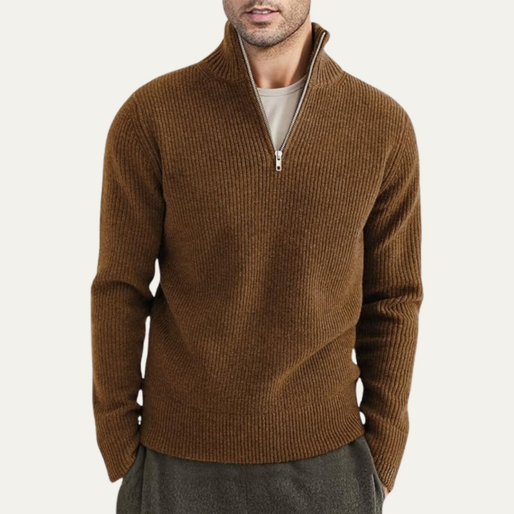Pullover Herren Quarter Zip | Gerippt Lässig Gemütlich Maßgeschneidert