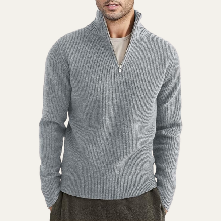 Pullover Herren Quarter Zip | Gerippt Lässig Gemütlich Maßgeschneidert
