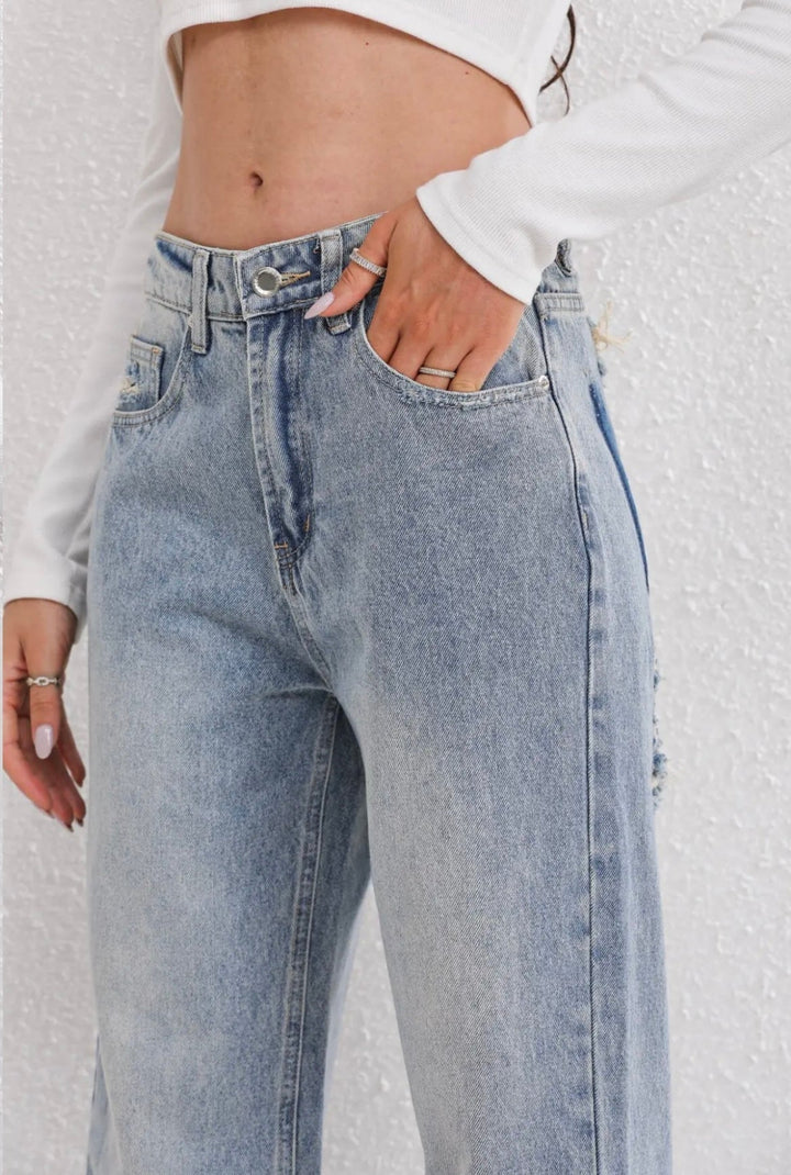 Becky Straight Leg Jeans | High-Waist mit Ripped Details