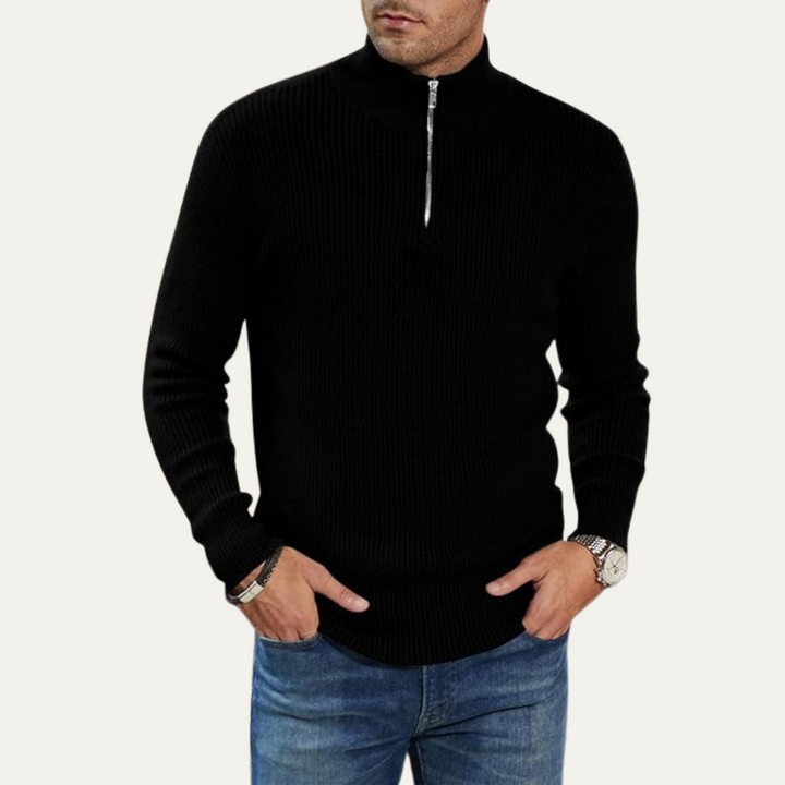 Pullover Herren Quarter Zip | Gerippt Lässig Gemütlich Maßgeschneidert