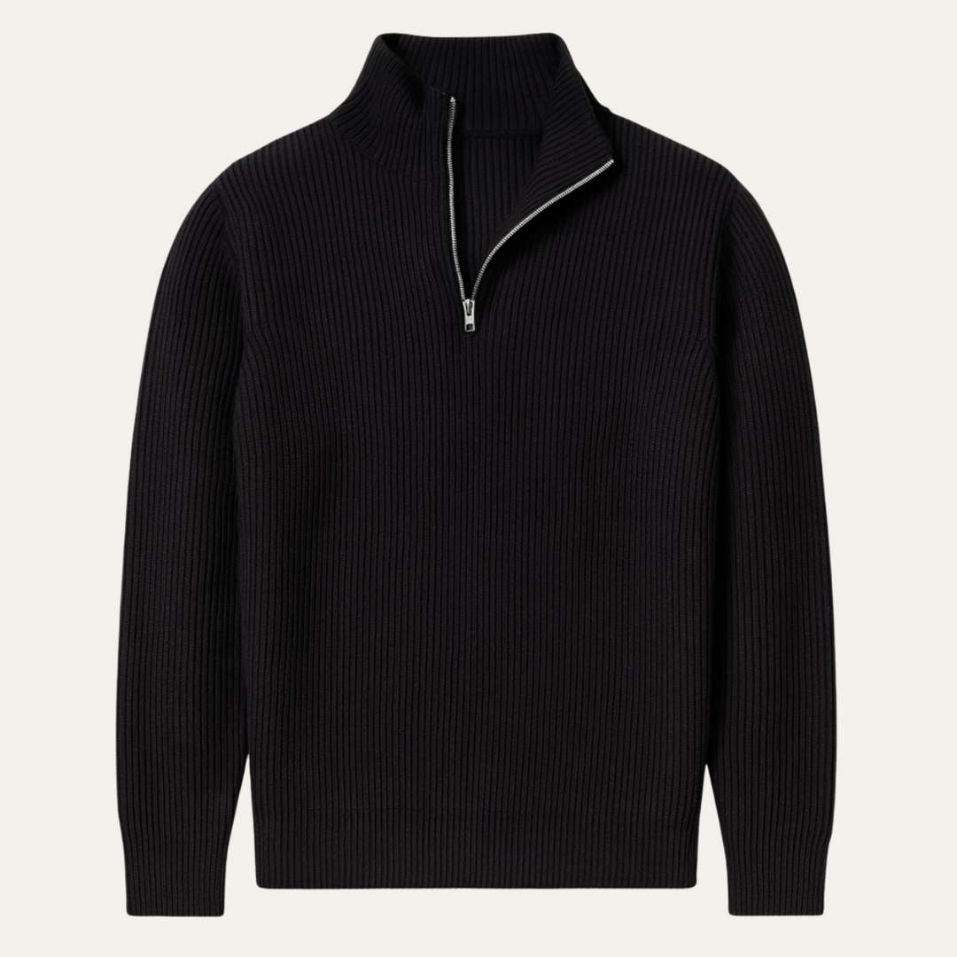 Pullover Herren Quarter Zip | Gerippt Lässig Gemütlich Maßgeschneidert