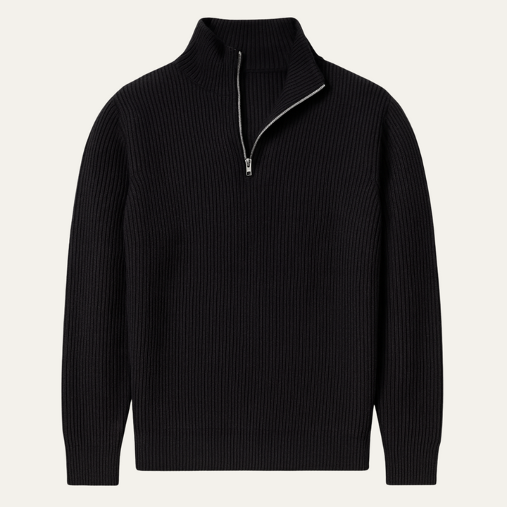 Pullover Herren Quarter Zip | Gerippt Lässig Gemütlich Maßgeschneidert