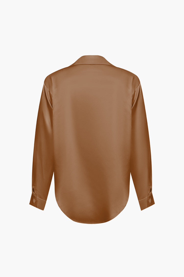 Lillian Satinbluse für Damen | Elegantes Langarmhemd mit lockerer Passform & zeitlosem Design