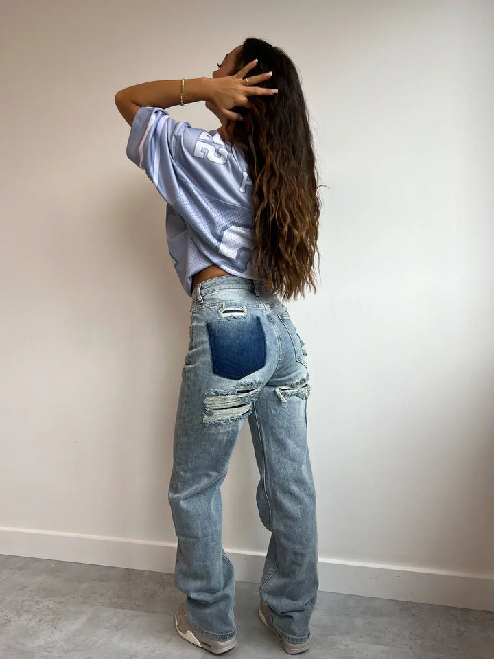 Becky Straight Leg Jeans | High-Waist mit Ripped Details