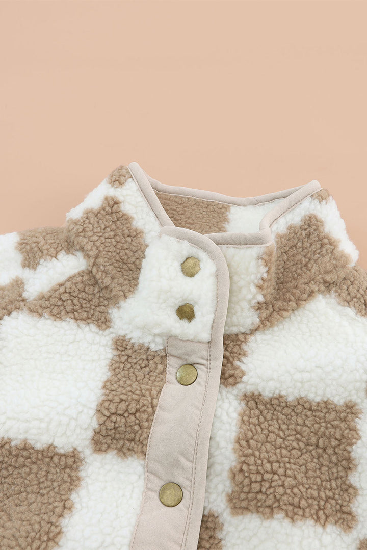 Caffey | Braun karierte Sherpa Jacke