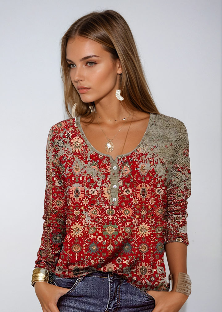 Ines Eleganter Aztekenmuster Pullover-Over | Einzigartiger Stil & Absolute Bequemlichkeit